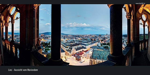 Linz - Aussicht vom Turm des Neuen Domes als E-Card versenden